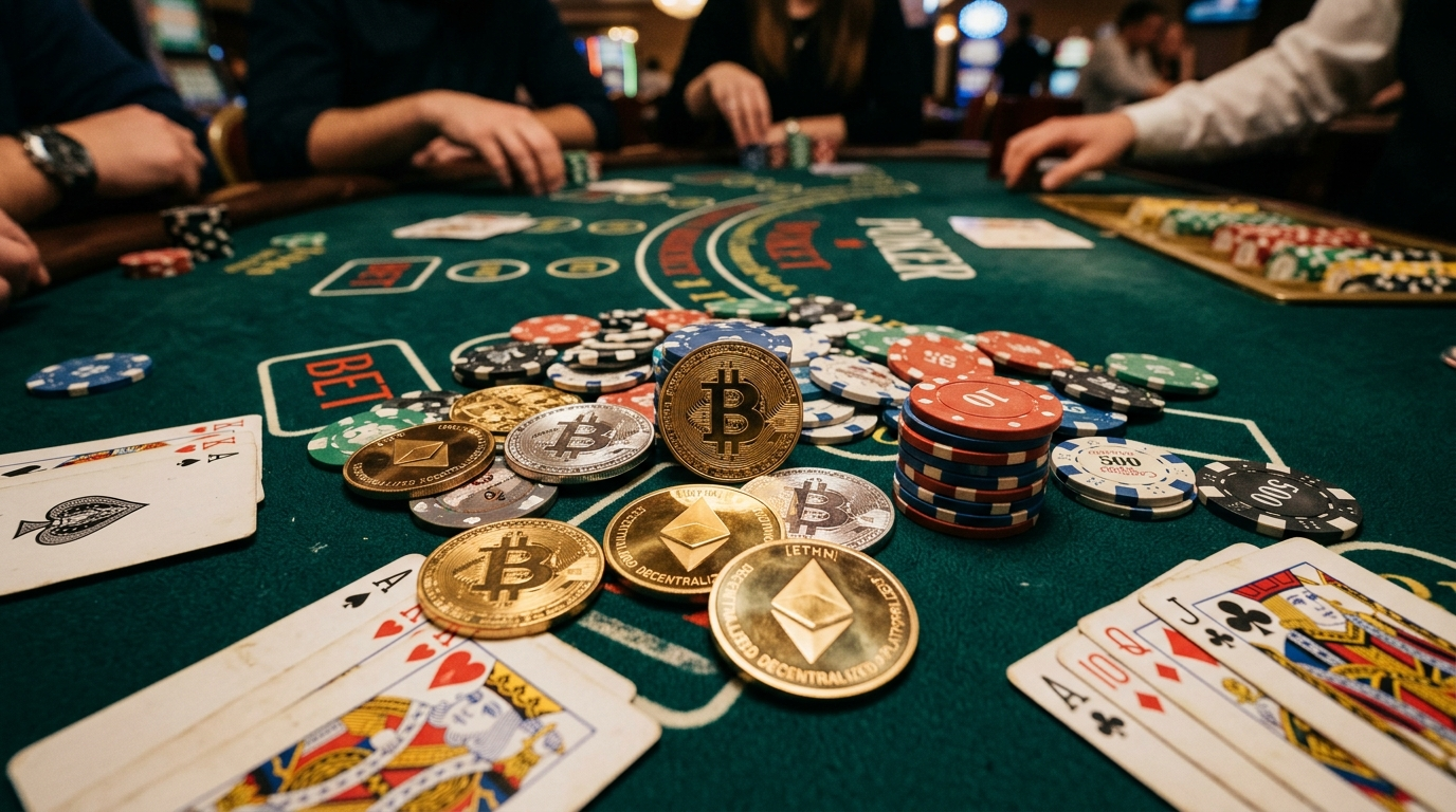 Bitcoin poker table — playing Texas Hold'em with cryptocurrency