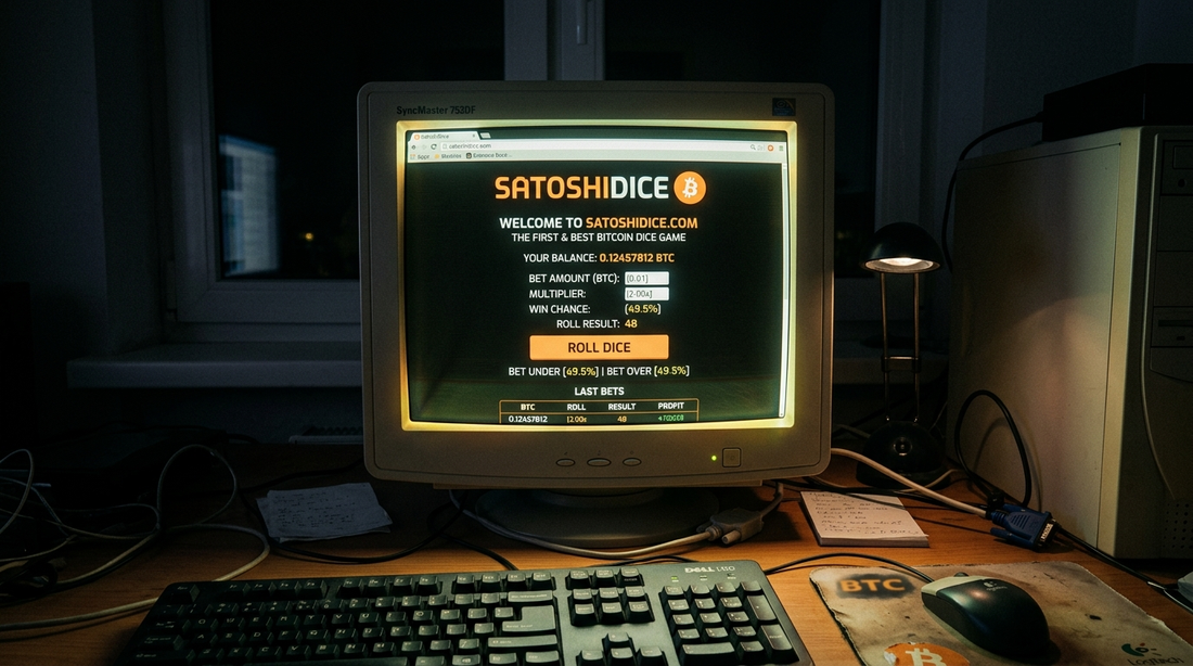 SatoshiDice — the first major Bitcoin gambling site, launched 2012
