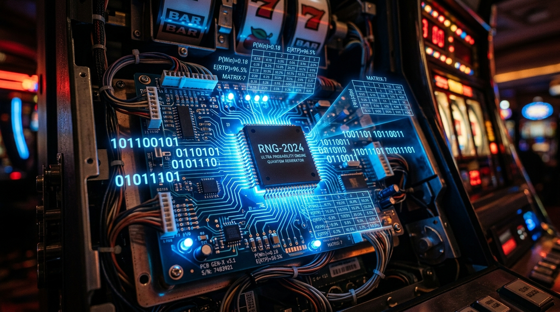 RNG microchip inside a modern slot machine
