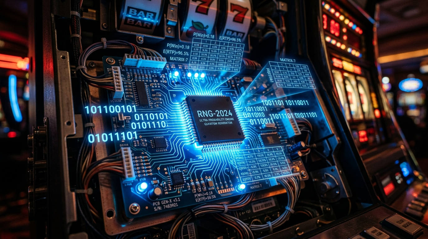 RNG microchip inside a modern slot machine