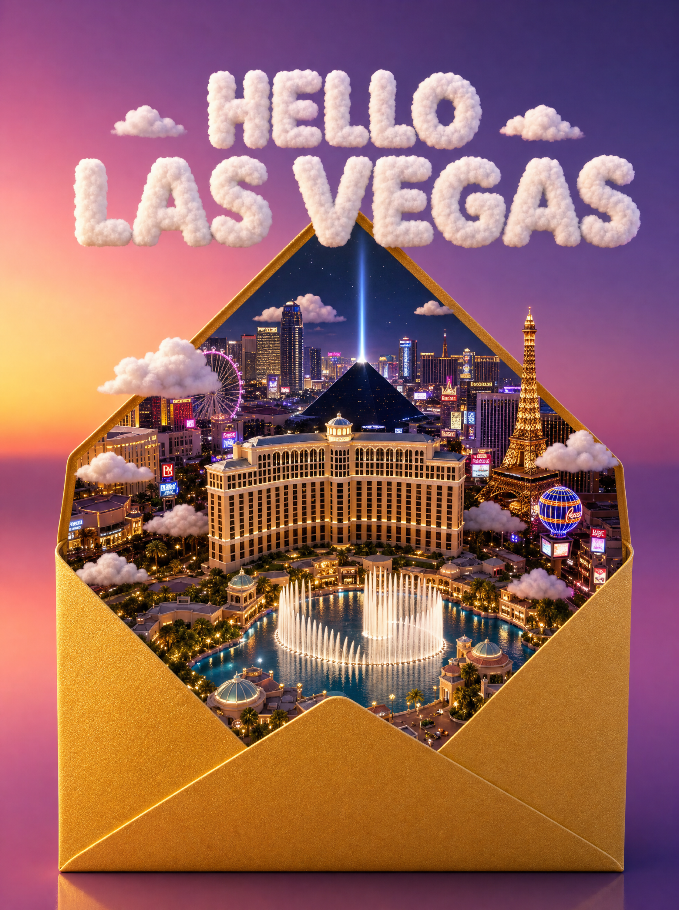 Hello Las Vegas Envelope Poster — Digital Download