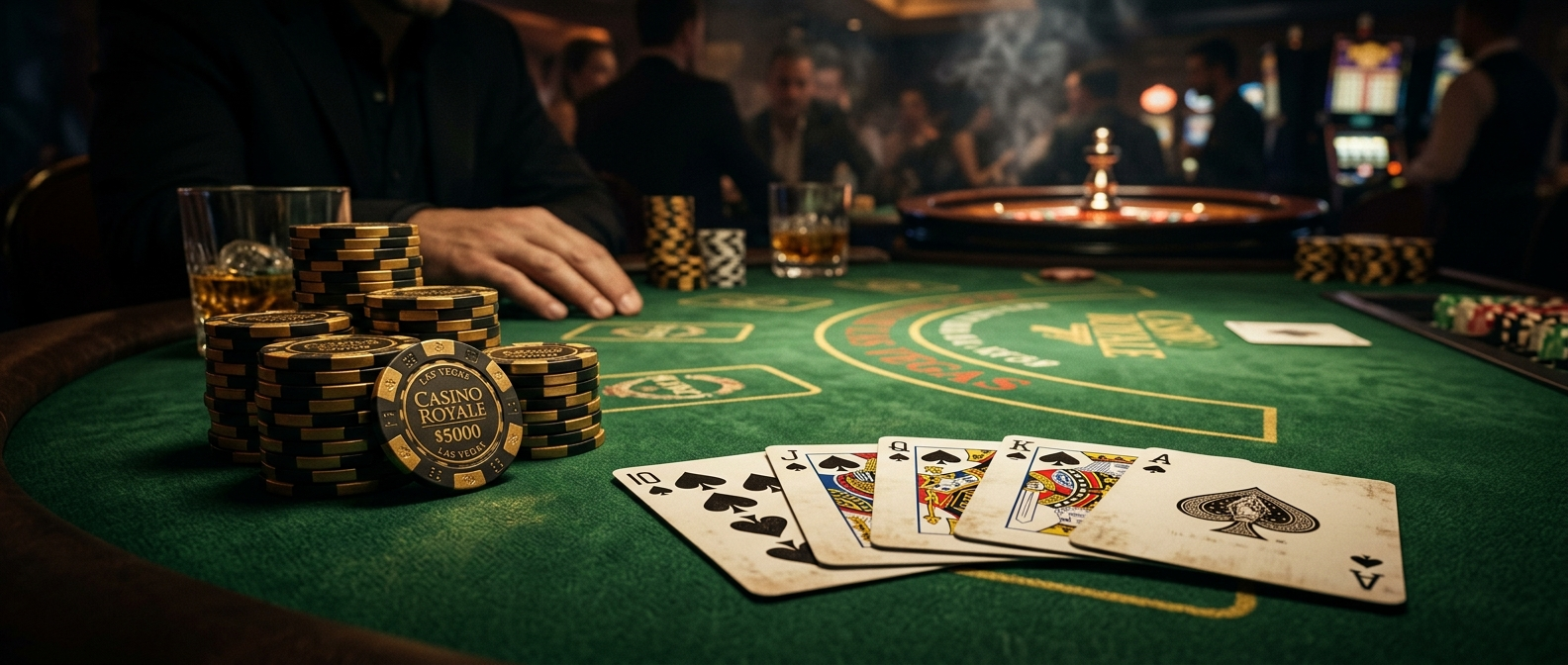 Poker table royal flush casino chips