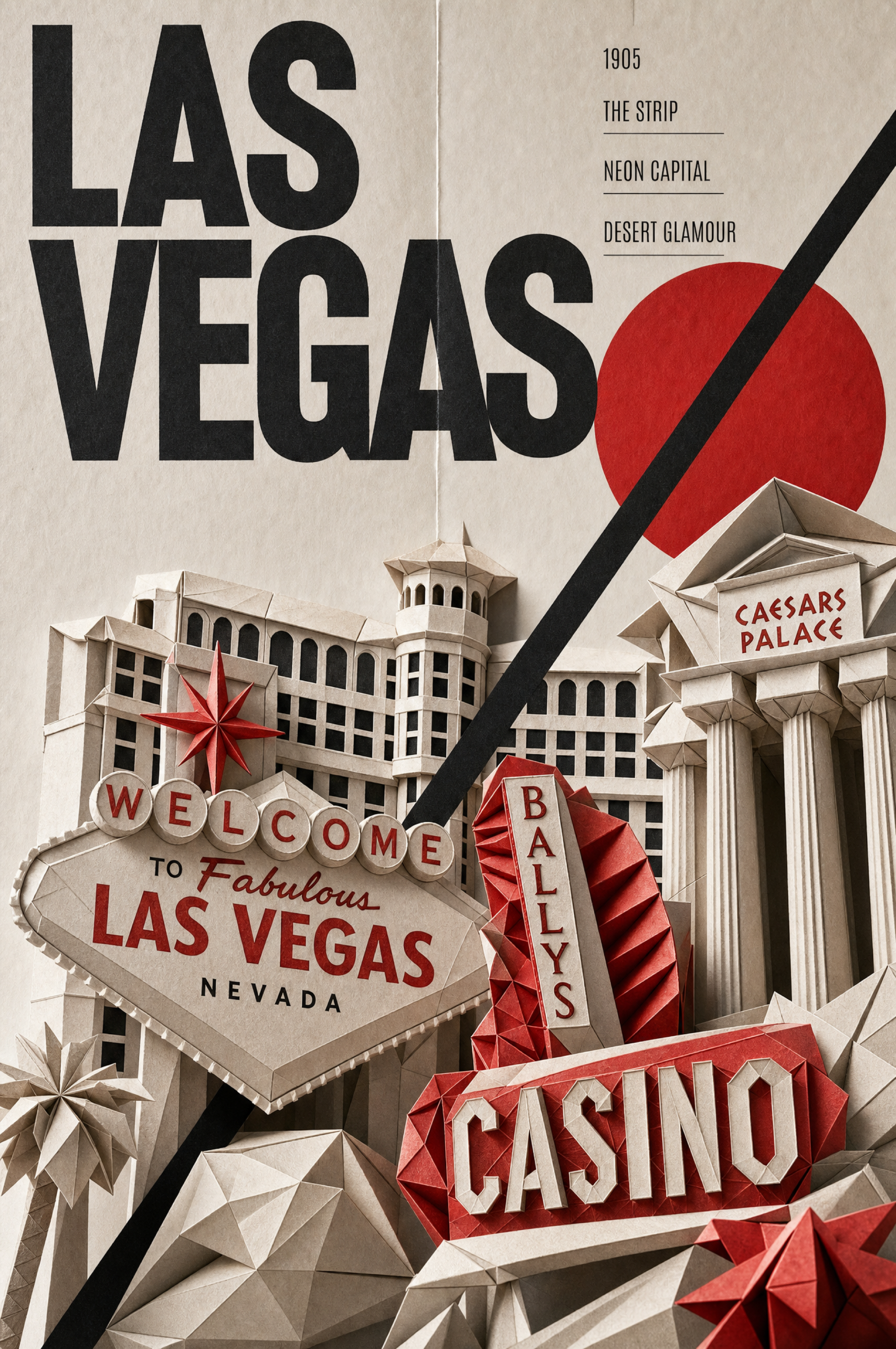 Las Vegas Bauhaus Papercraft Poster — Digital Download