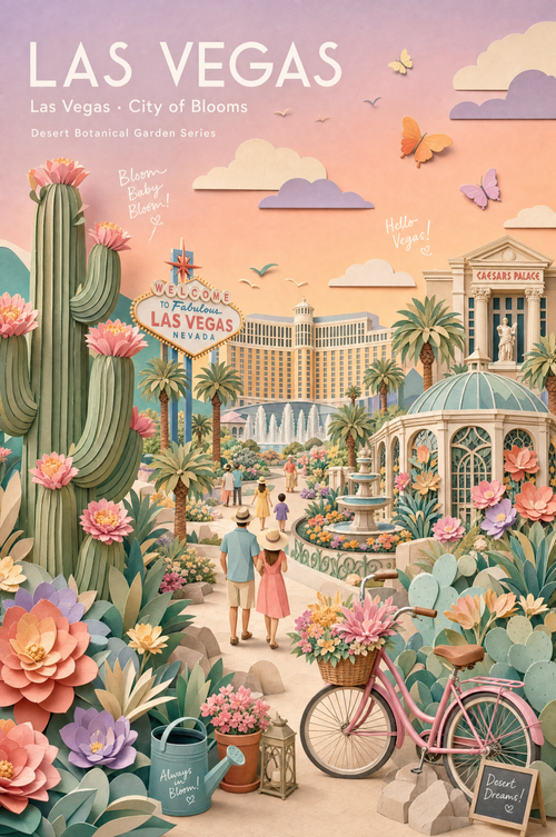 Las Vegas Botanical Collage Poster — Digital Download