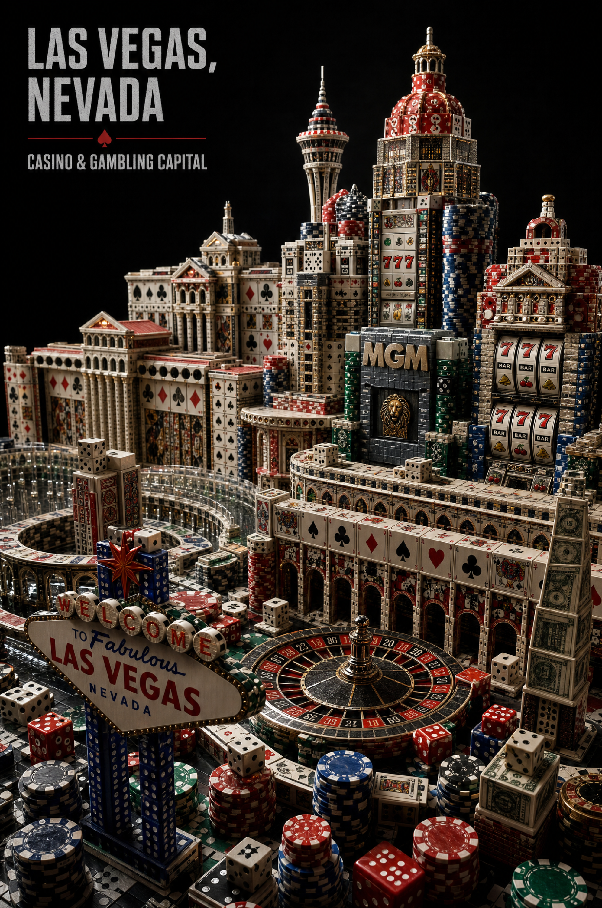 Las Vegas Built from Casino Products Poster — Digital Download