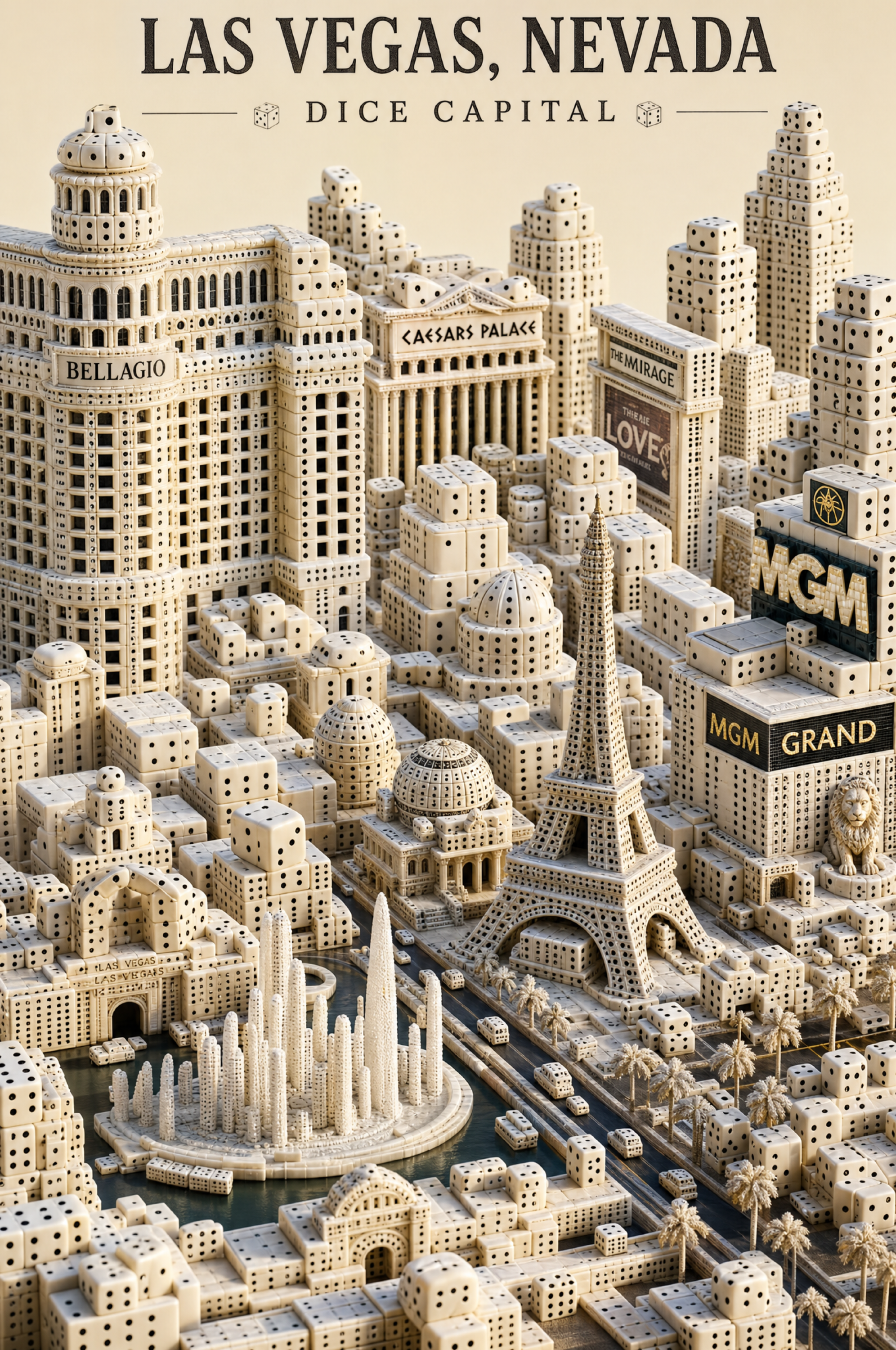 Las Vegas Built from Dice Poster — Digital Download