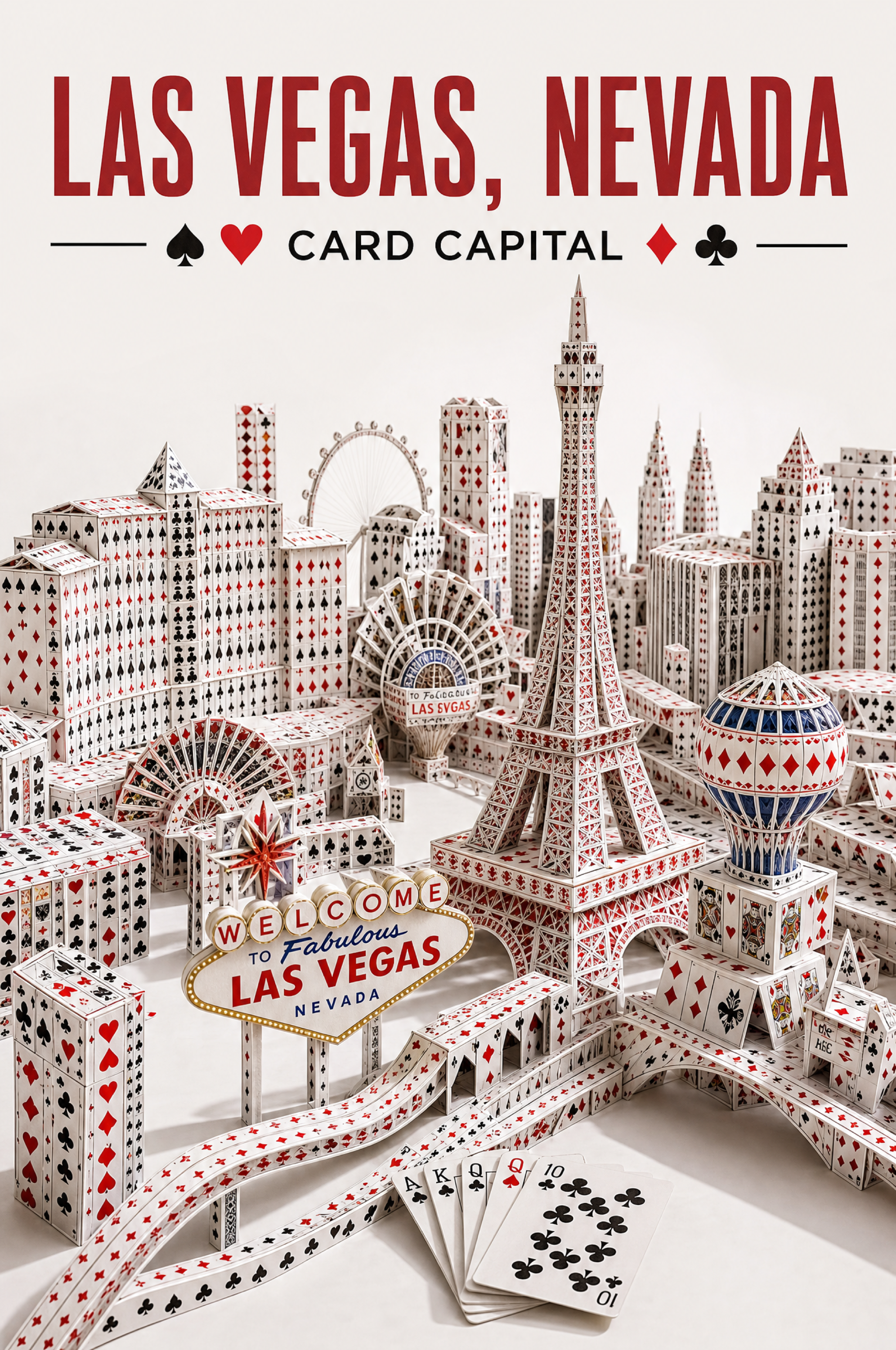 Las Vegas Built from Playing Cards Poster — Digital Download