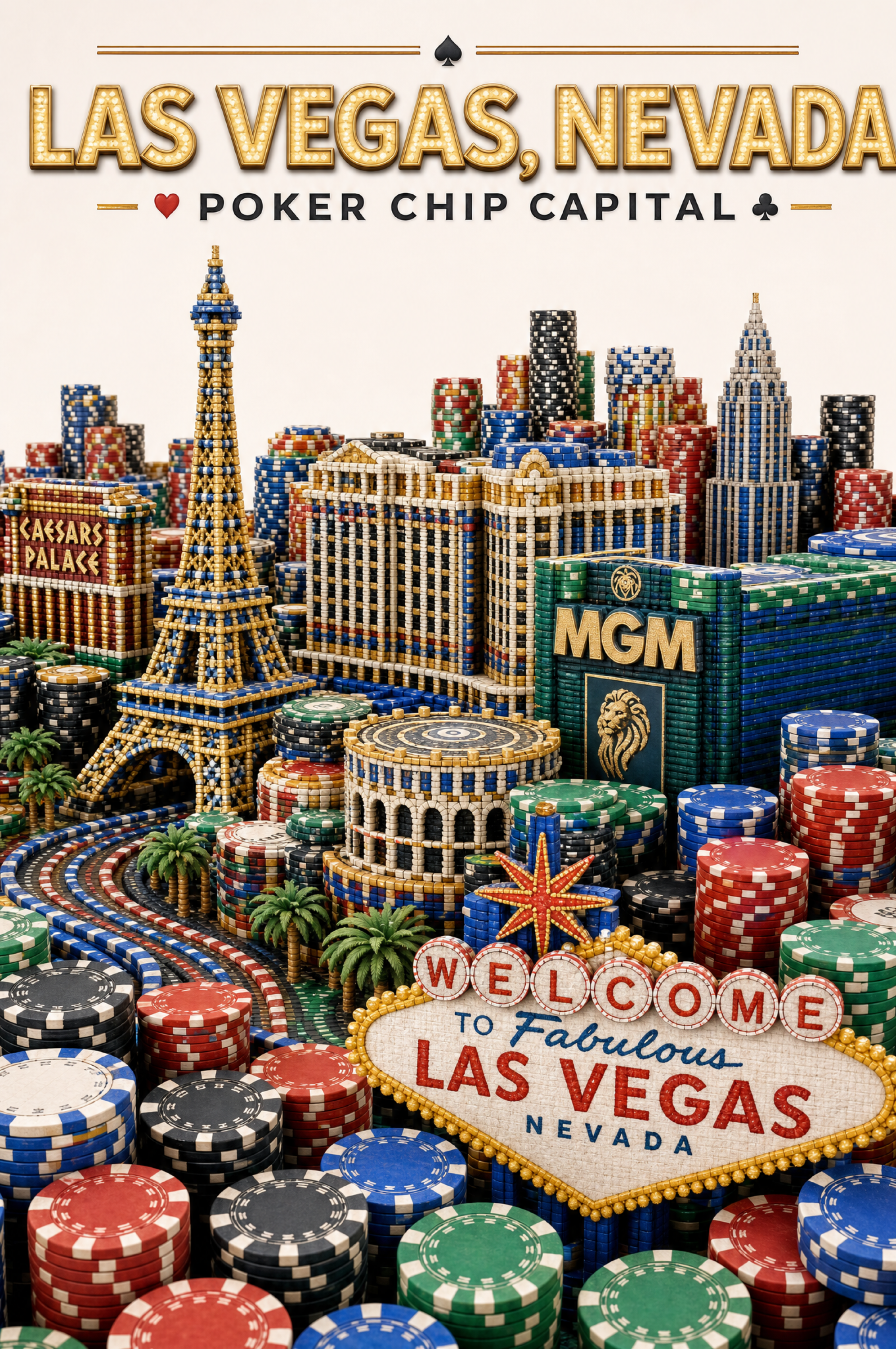 Las Vegas Built from Poker Chips Poster — Digital Download