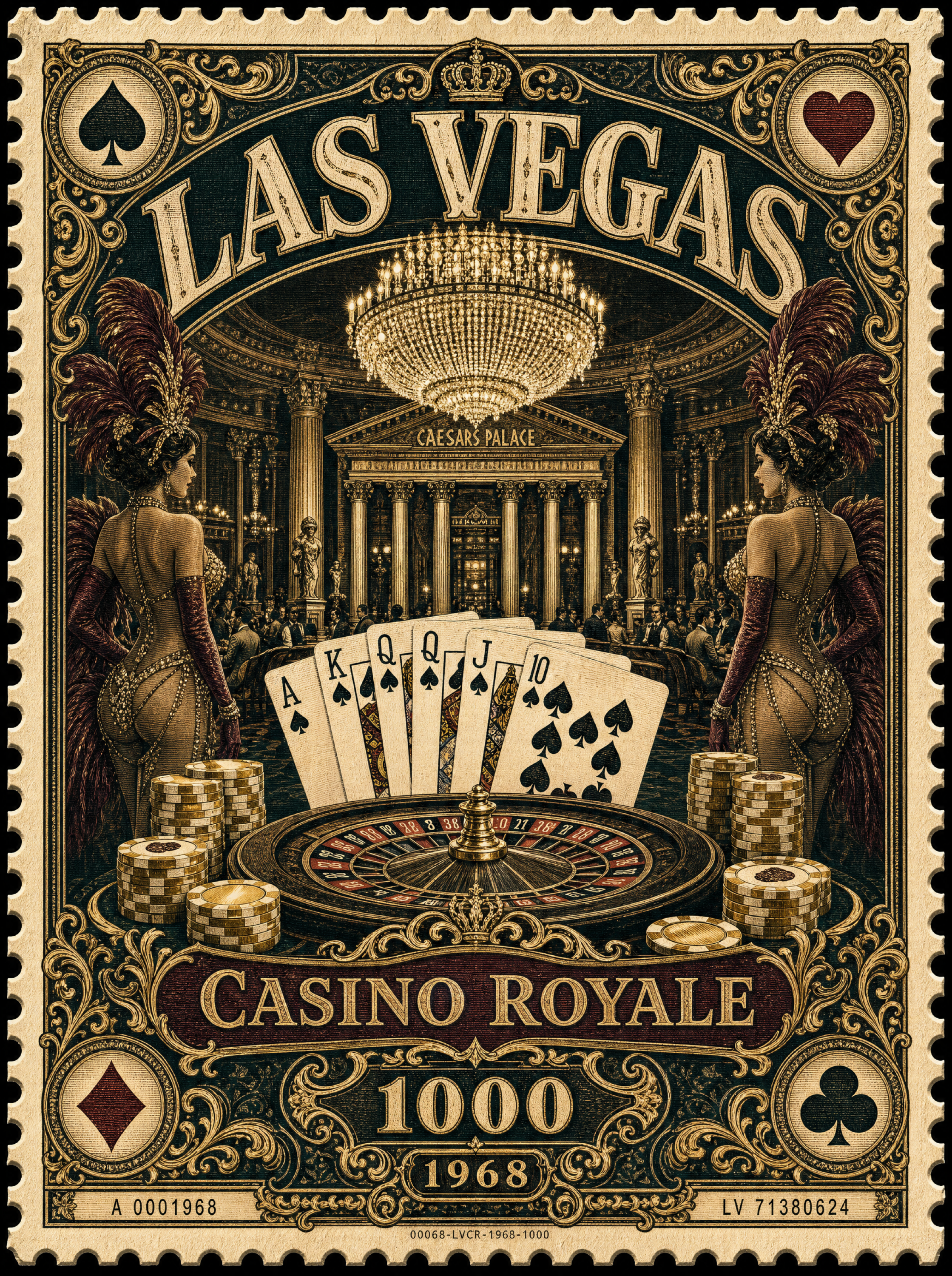 Las Vegas Casino Royal Stamp Art — Digital Download