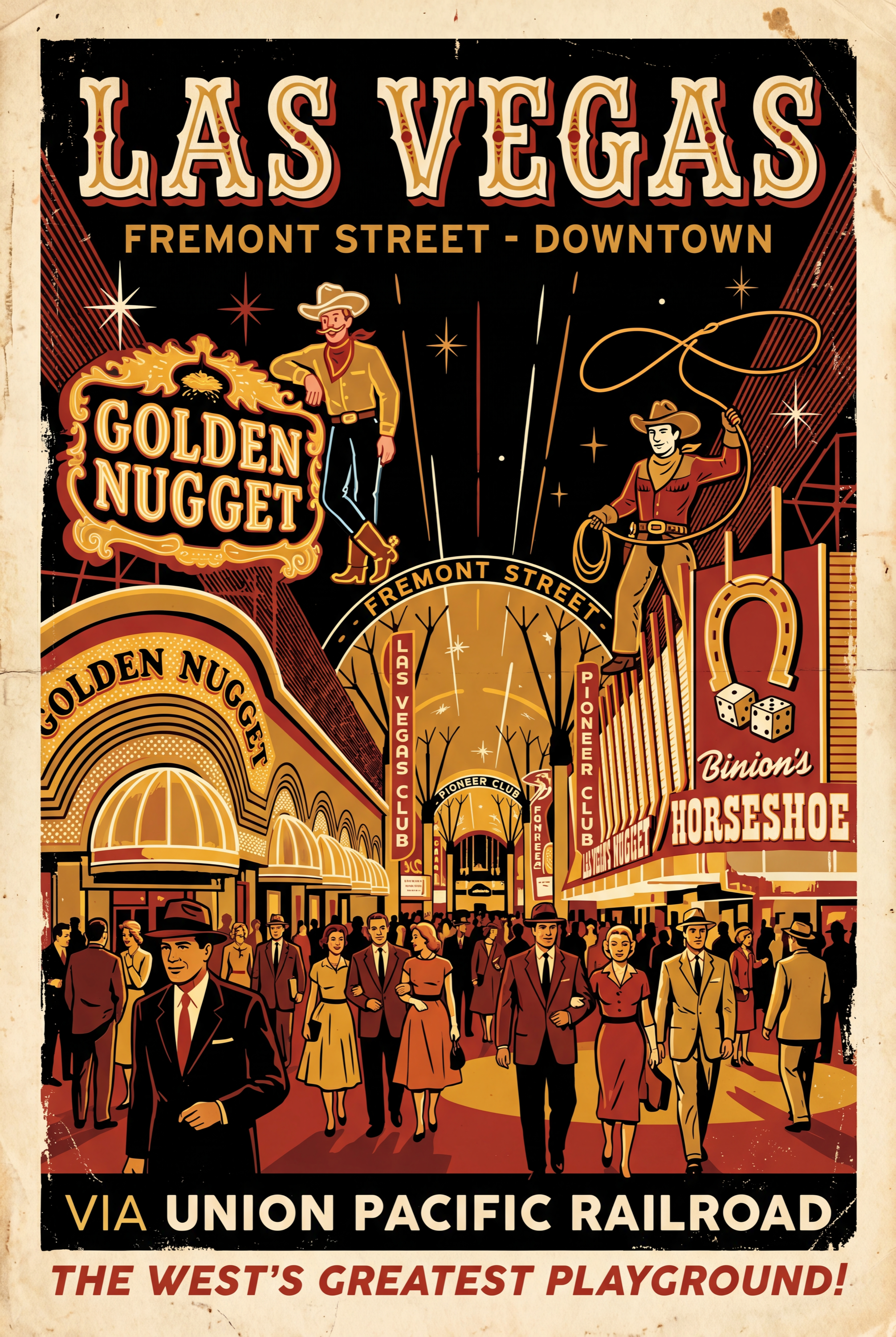 Las Vegas Fremont Street Vintage Poster — Digital Download