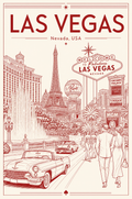 Las Vegas Casino Lineart Travel Poster – Digital Download