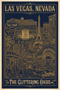 Las Vegas Monochrome Lineart Poster — Digital Download