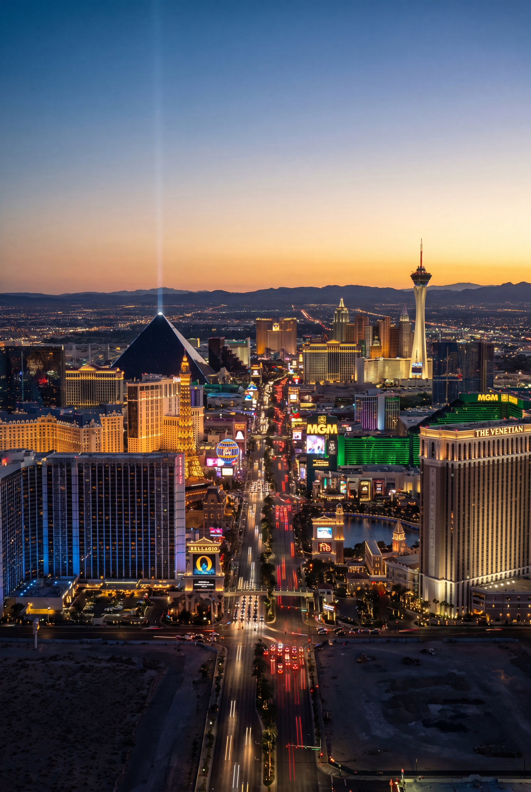 Las Vegas Neon Aerial Night Poster — Digital Download