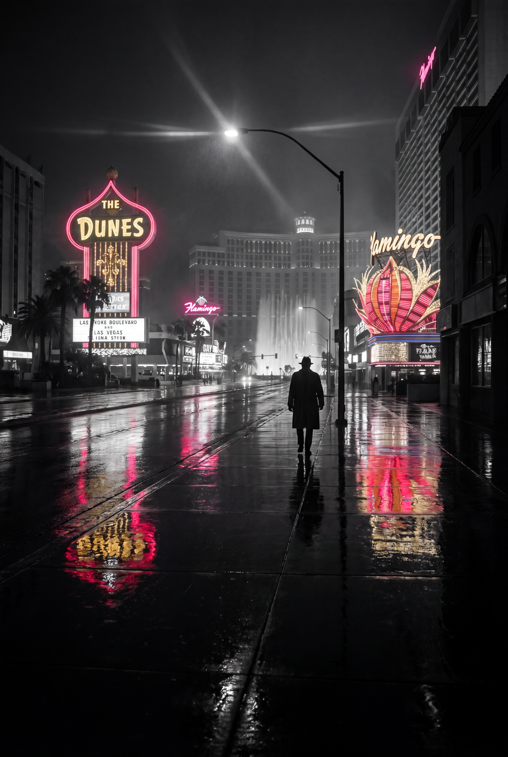 Las Vegas Noir Black White Poster — Digital Download