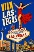 Las Vegas Pinup Botanical Travel Poster — Digital Download