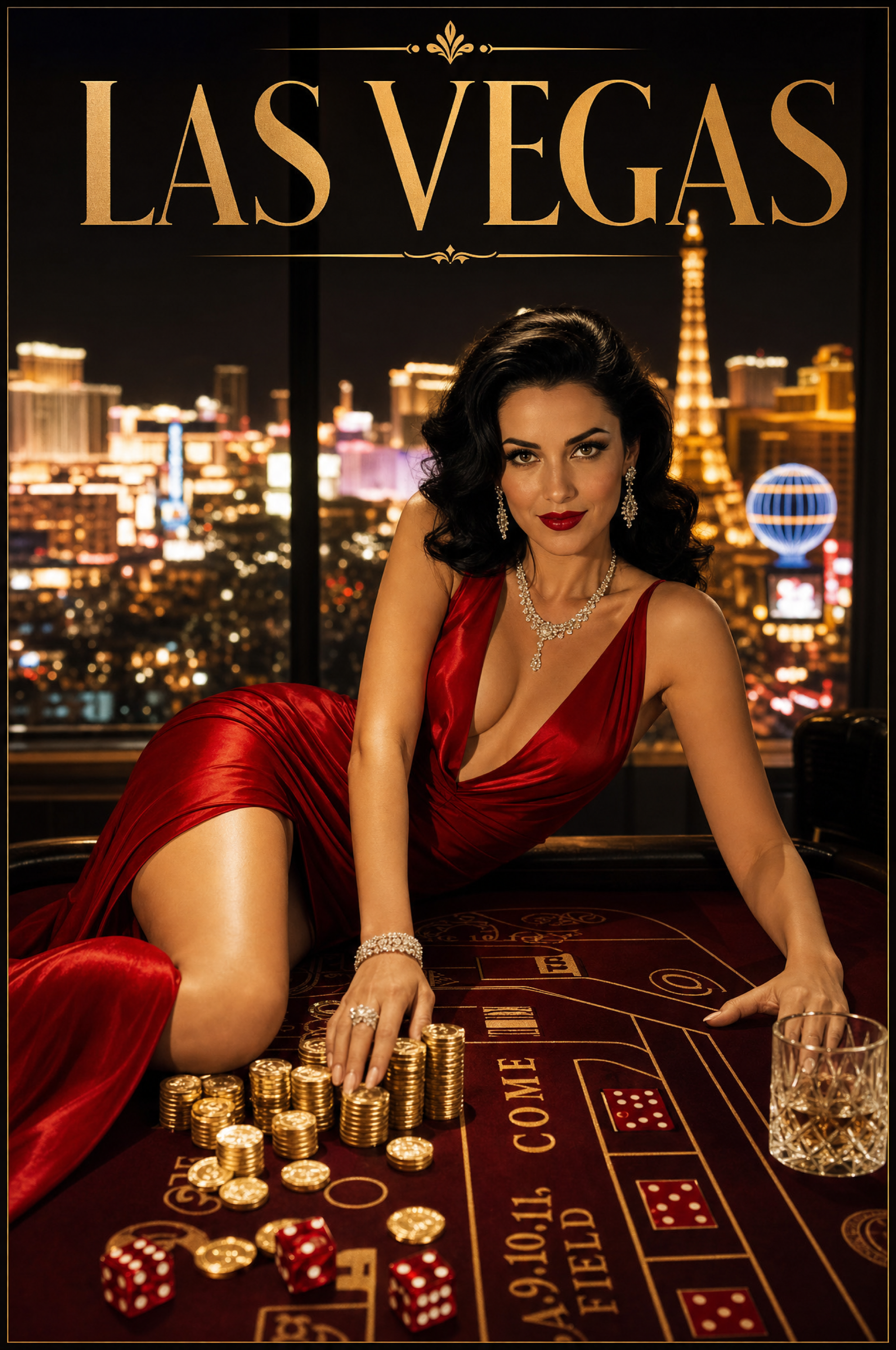 Las Vegas Pinup Luxury Poster — Digital Download