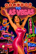 Las Vegas Pinup Neon Night Poster — Digital Download