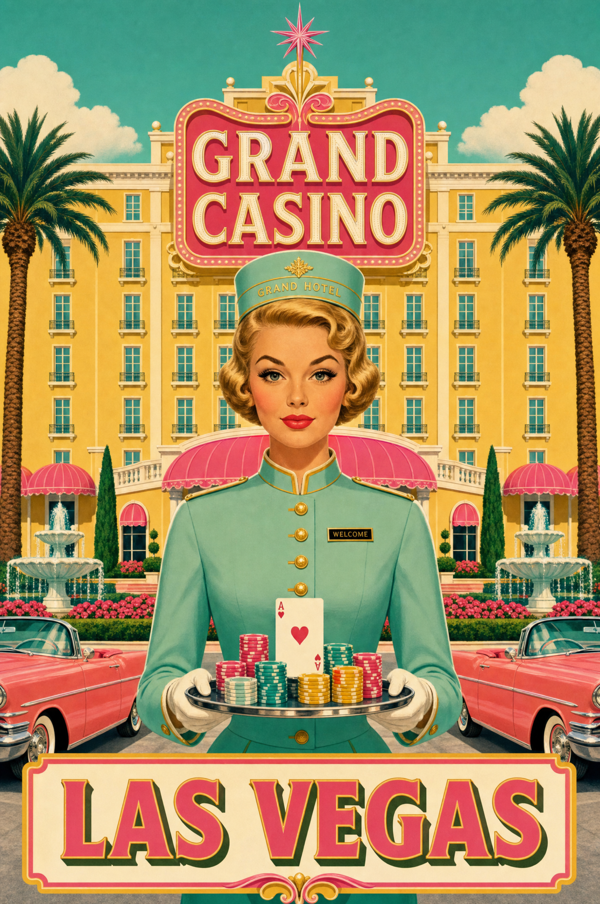 Las Vegas Pinup Pastel Symmetry Poster