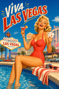 Las Vegas Pinup Poolside Poster — Digital Download