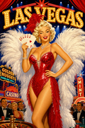 Las Vegas Pinup Showgirl Stage Poster