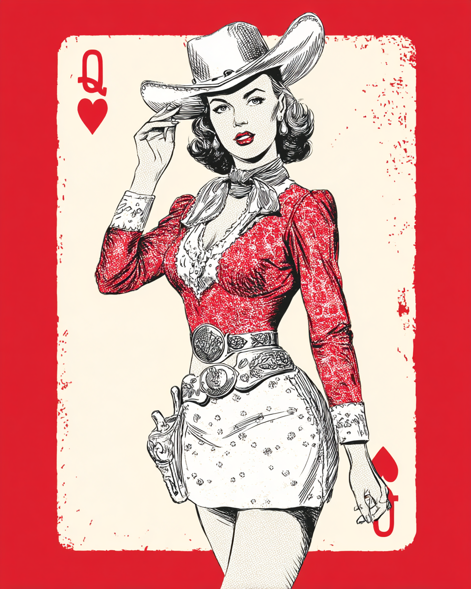 Las Vegas Queen of Hearts Cowgirl Poster