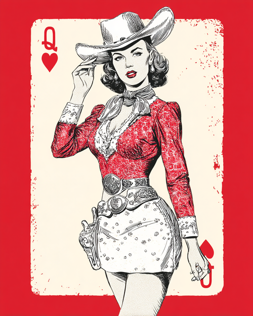 Las Vegas Queen of Hearts Cowgirl Poster