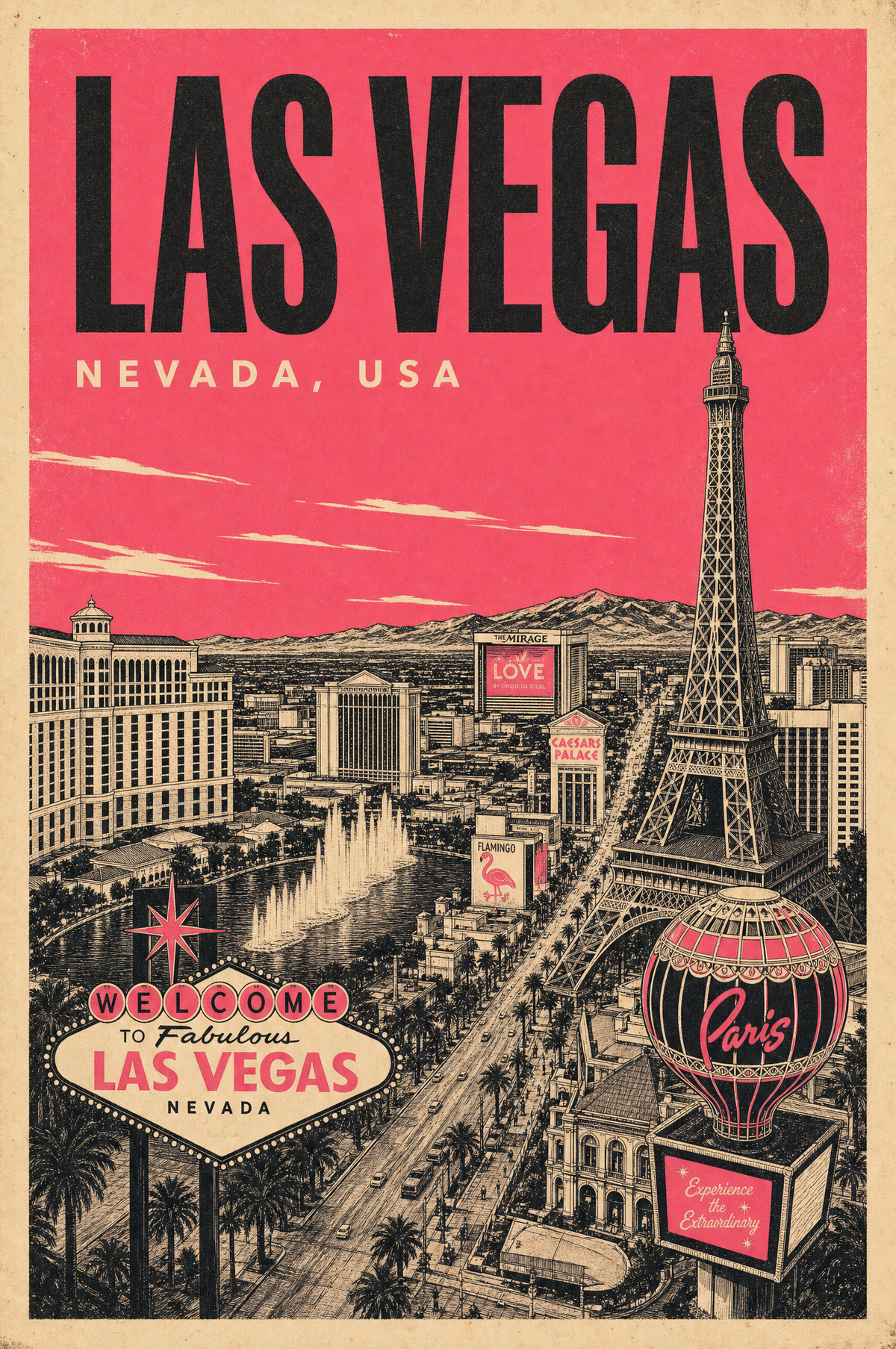 Las Vegas Casino Retro Midcentury Poster – Digital Download