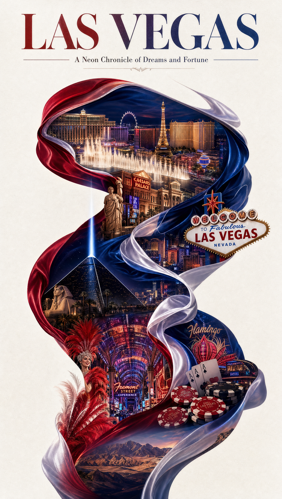 Las Vegas Casino Silk Ribbon Art Poster – Digital Download