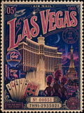 Las Vegas Casino Stamp Style Travel Poster – Digital Download