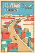Las Vegas Strip Aerial Vintage Poster