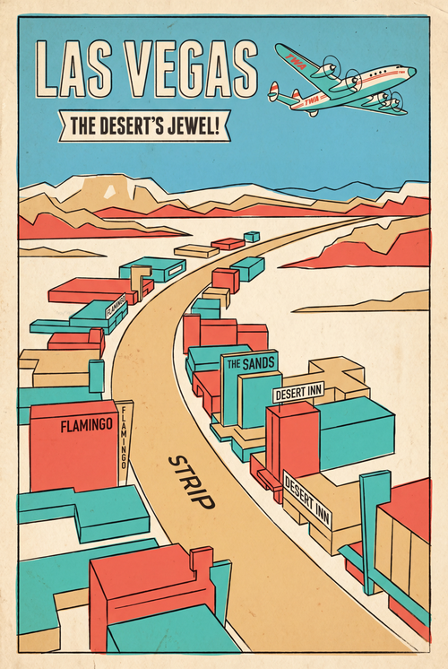 Las Vegas Strip Aerial Vintage Poster