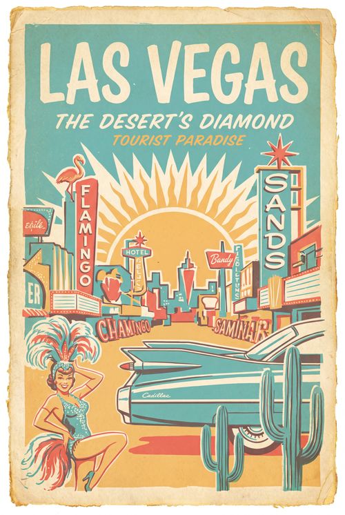 Las Vegas Vintage 1950s Travel Poster