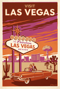 Las Vegas Welcome Sign Sunset Vintage