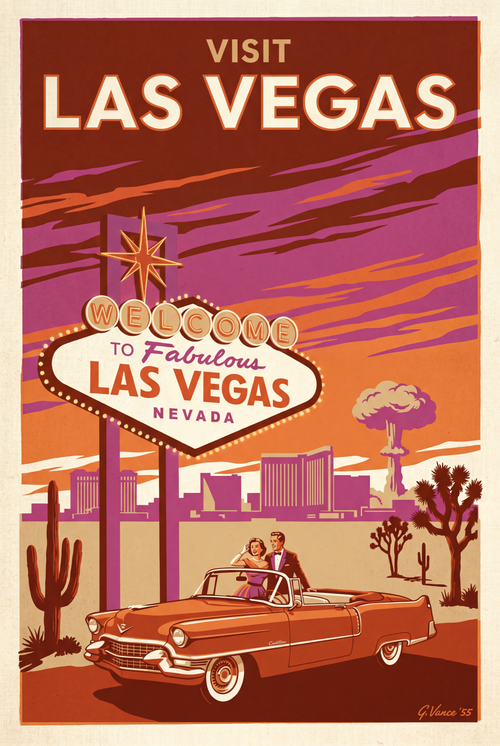 Las Vegas Welcome Sign Sunset Vintage