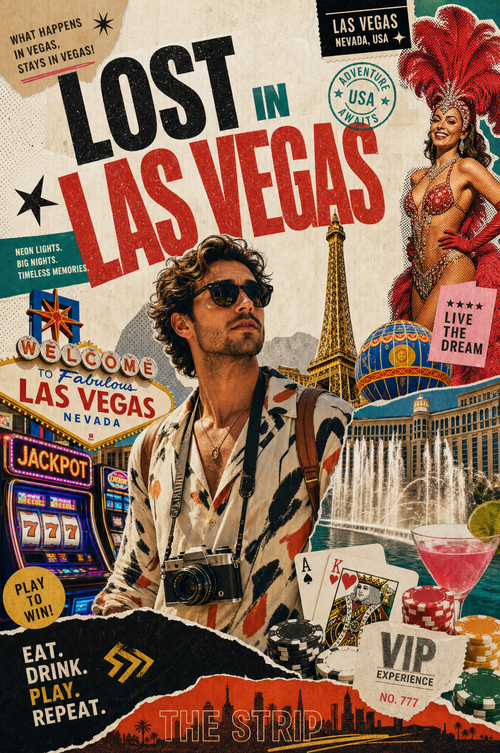 Lost in Las Vegas Neon Art Poster