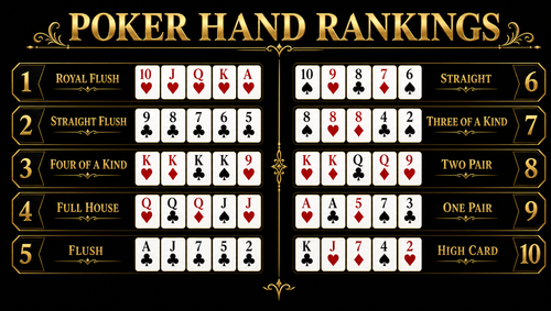 Poker hand rankings dark gold desktop wallpaper — 16:9 HD