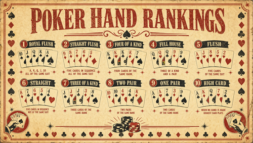 Poker hand rankings vintage desktop wallpaper — 16:9 HD